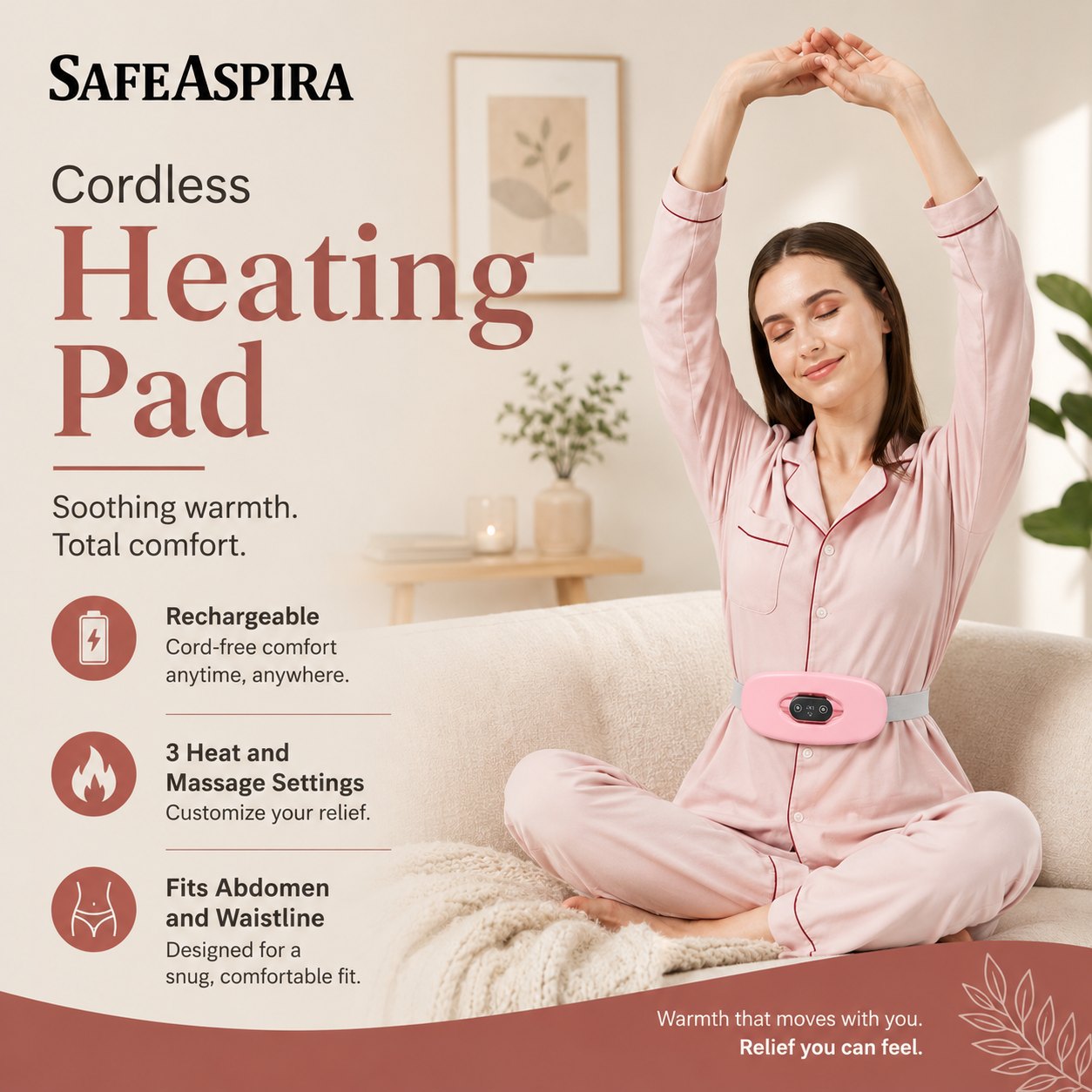 SafeAspira™ Portable Cordless Heating Pad