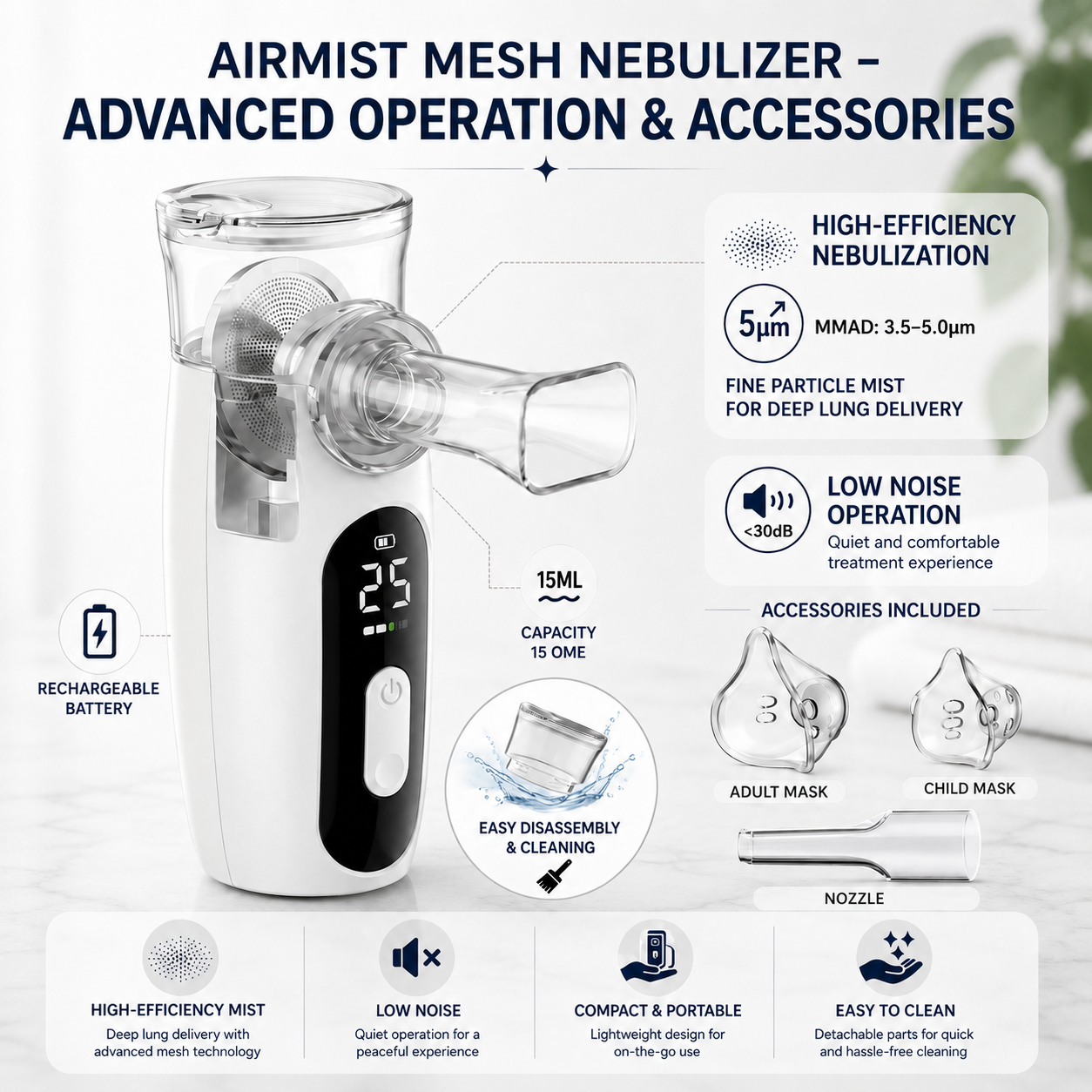 SafeAspira™ Portable Steam Inhaler & Mist Diffuser