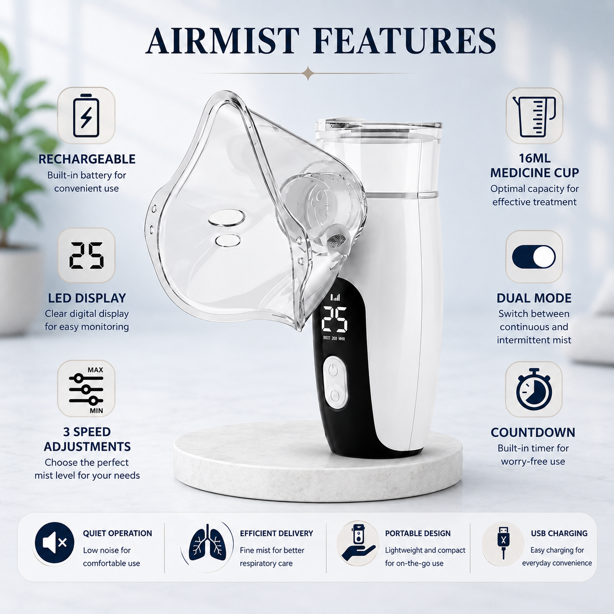 SafeAspira™ Portable Steam Inhaler & Mist Diffuser